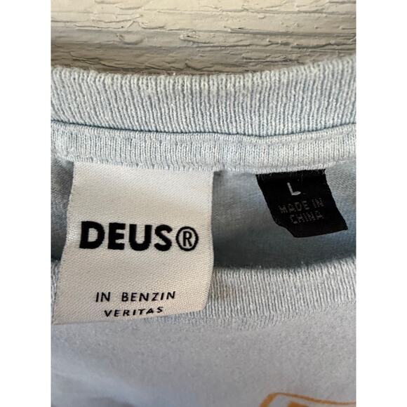 Deus Ex Machina Graphic Tee Light Blue Moto T-Shirt Size L - Picture 4 of 6
